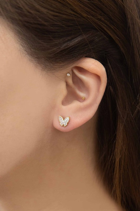 Sparkling Butterfly Stud Earrings