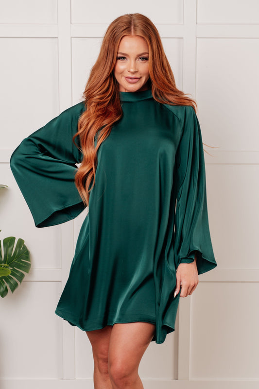 Isn't It Lovely Poly Satin Butterfly Sleeve Dress