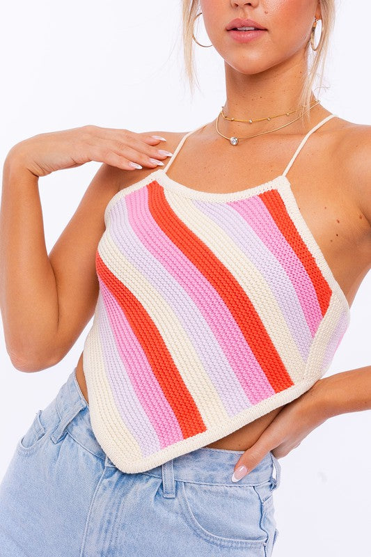 Striped Knit Cropped Top