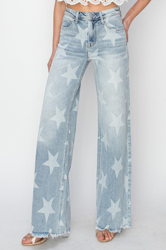 RISEN Star Wide Leg Jeans