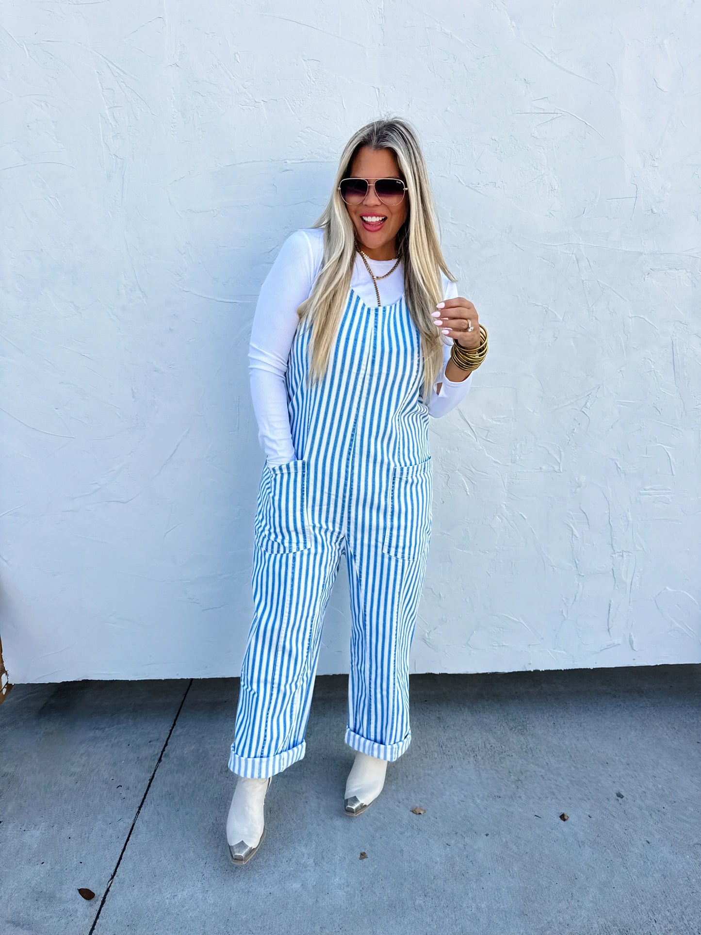 PREORDER: Blue Stripe Britte Romper Overalls