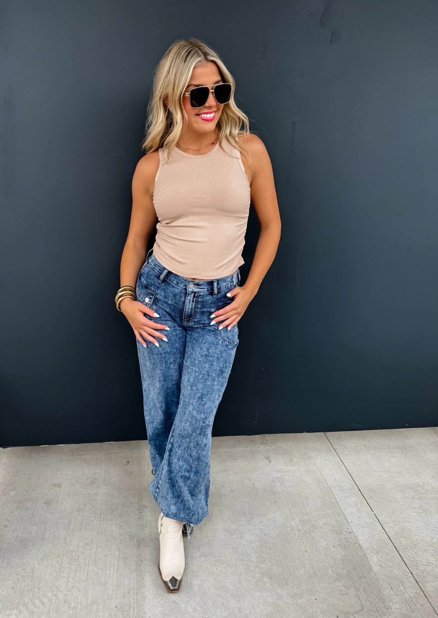 PREORDER: Charlie Cinch Hem Wide Leg Jeans