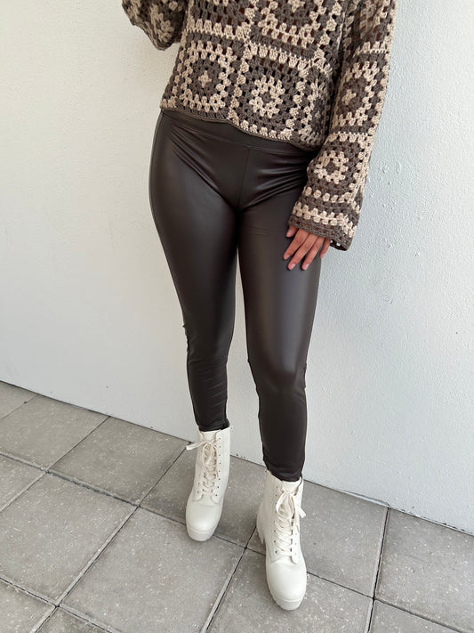 High Rise Faux Leather Leggings