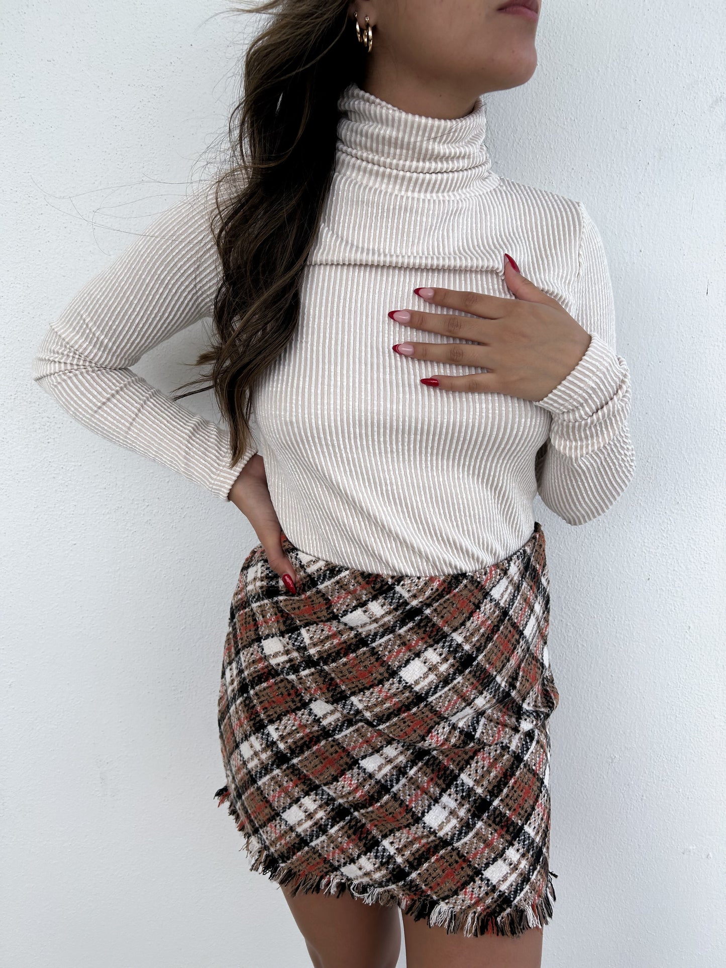 Ribbed Turtle Neck Long Sleeve Top