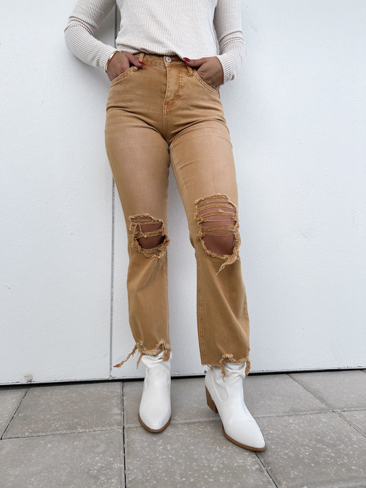 Vintage High Rise Distressed Flare Jeans