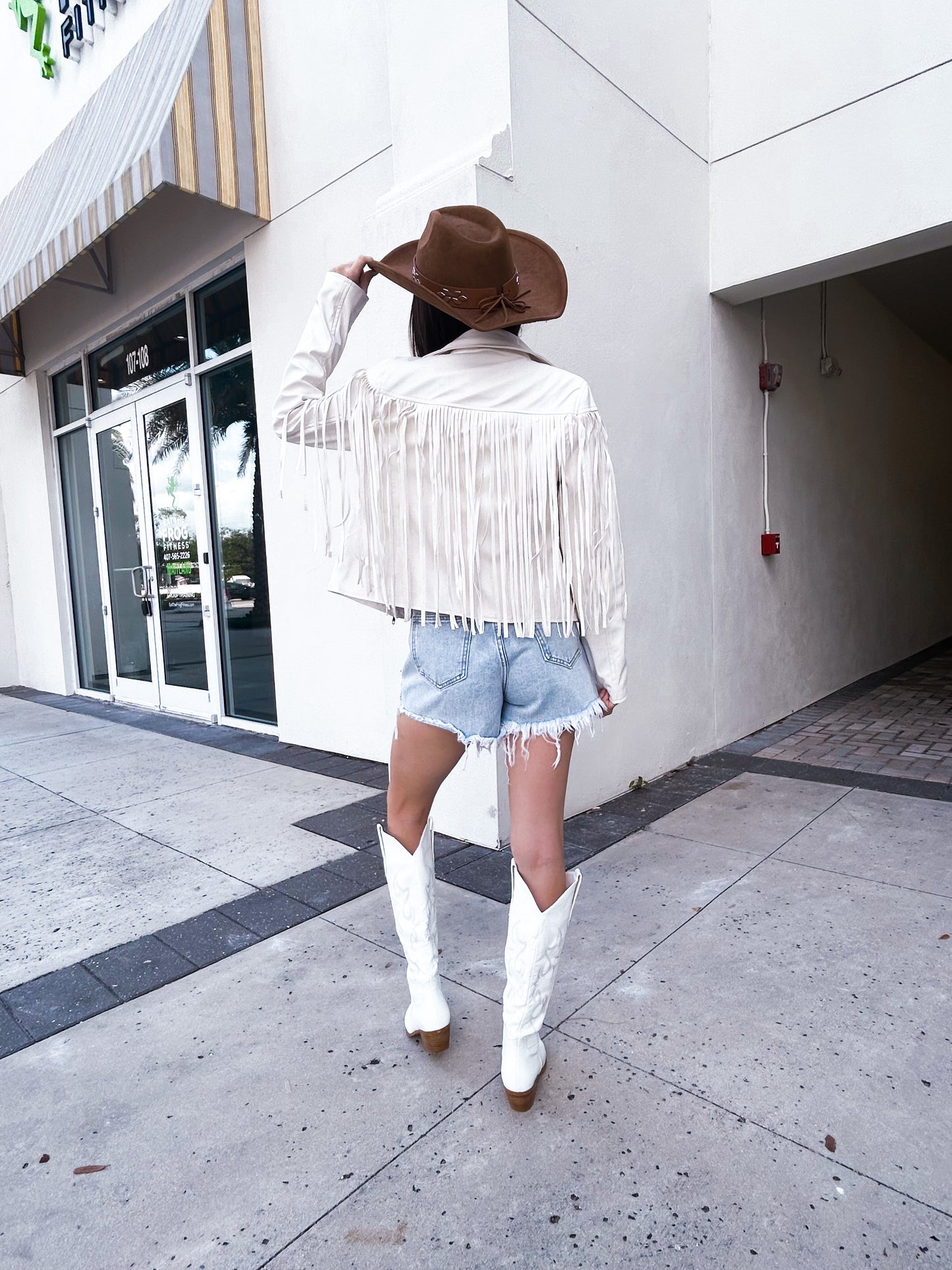 Faux Leather Moto Fringe Jacket