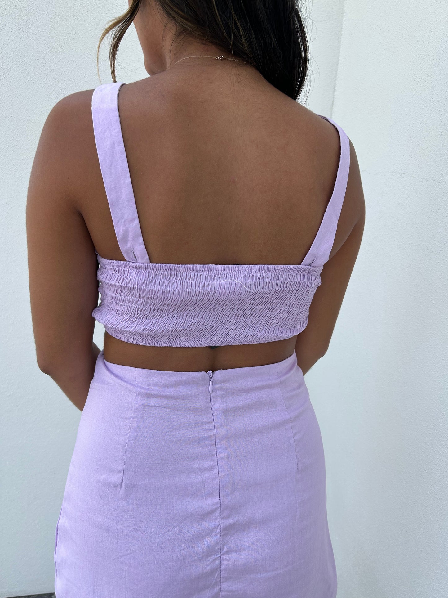 Sleeveless Cut Out Mini Dress In Lilac