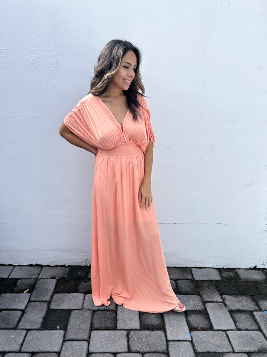 Vacation Maxi Sundress In Melon