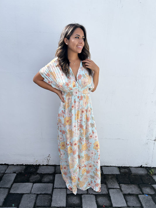 Foral Print Maxi Sundress In Mint