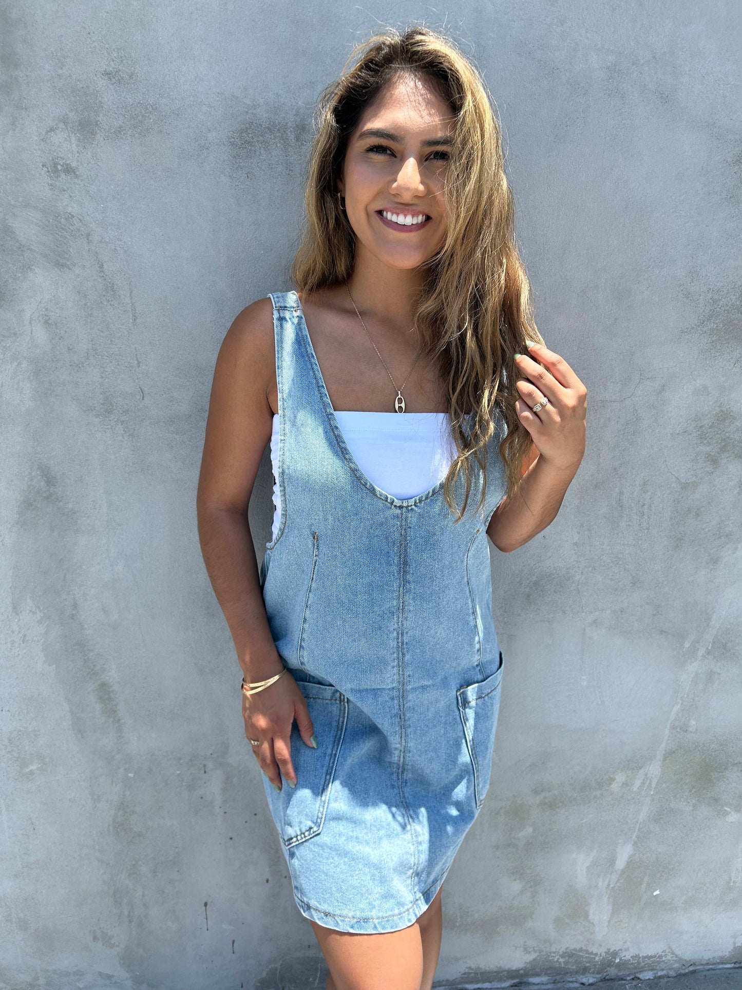 Denim Overall Mini Dress