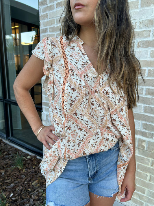 Peach Floral Blouse