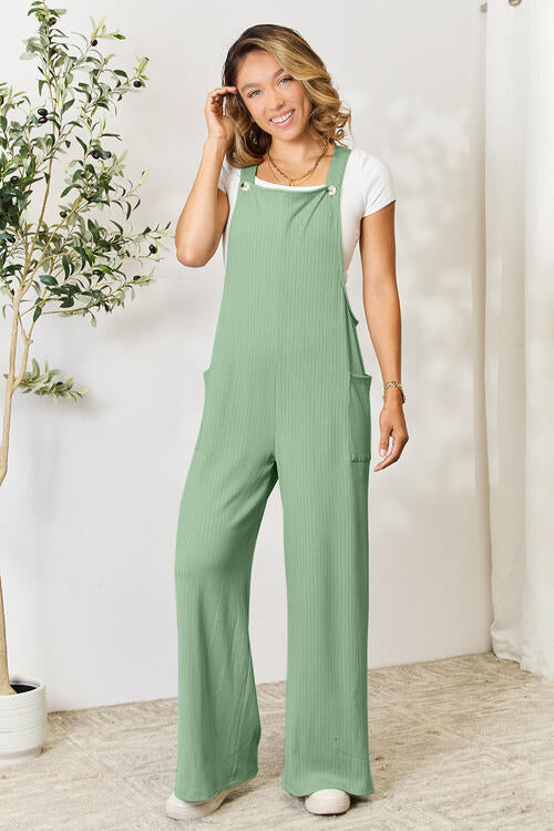 Julia Wide Strap Overall with Pockets